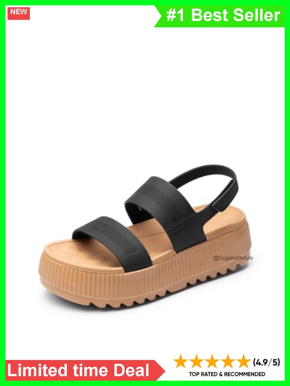 Waterproof Lightweight Platform Sandals Slingback Open Toe Casual